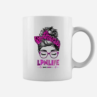 Lpn Life Nurse Women Messy Bun Leopard Rn Cna Lpn Healthcare Coffee Mug | Crazezy