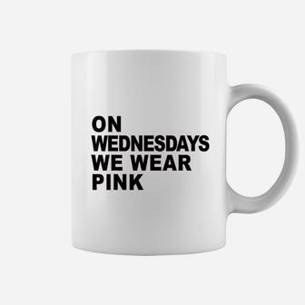 Mean Girls On Wednesdays We Wear Pink Stacked Text Coffee Mug | Crazezy DE