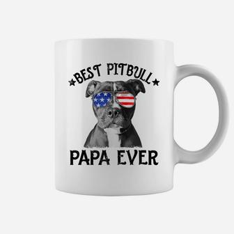 Mens Best Pitbull Papa Ever Dog Dad American Flag 4Th Of July Coffee Mug | Crazezy