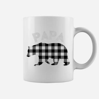 Mens Black And White Buffalo Plaid Papa Bear Christmas Pajama Coffee Mug | Crazezy CA