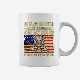 Mens My Granddaughter Wears Combat Boots Proud Army Grandpa Gift Coffee Mug | Crazezy