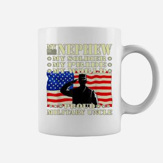 Mens My Nephew My Soldier Hero Proud Military Uncle Army Family Coffee Mug | Crazezy CA