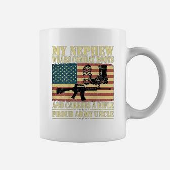 Mens My Nephew Wears Combat Boots Shirt Military Proud Army Uncle Coffee Mug | Crazezy DE
