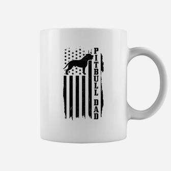 Mens Pitbull Dad Vintage American Flag Patriotic Pitbull Dog Coffee Mug | Crazezy AU
