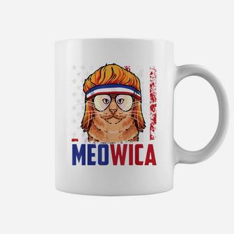 Meowica Cat Mullet American Flag Patriotic 4Th Of July Coffee Mug | Crazezy