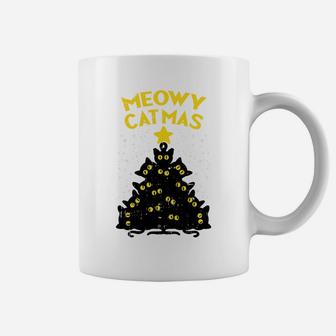 Meowy Catmas Black Cats Tree Funny Cat Owner Christmas Gift Sweatshirt Coffee Mug | Crazezy