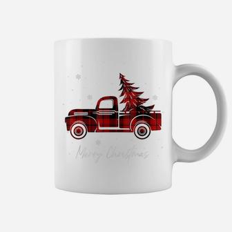 Merry Christmas Buffalo Truck Tree Red Plaid For Men Women Coffee Mug | Crazezy