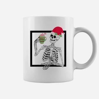 Merry Christmas Funny Santa Hat Christmas Drink Skeleton Coffee Mug | Crazezy DE