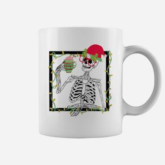 Merry Christmas Funny Santa Hat Christmas Drink Skeleton Zip Hoodie Coffee Mug | Crazezy