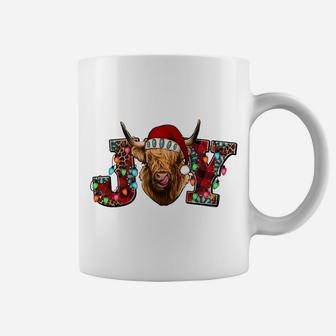 Merry Christmas Joy Heifer Dairy Cow Santa Cow Buffalo Plaid Sweatshirt Coffee Mug | Crazezy