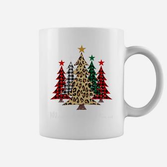 Merry Christmas Trees With Buffalo Plaid & Leopard Design Coffee Mug | Crazezy