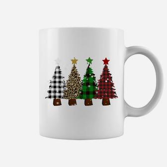 Merry Christmas Trees With Buffalo Plaid And Leopard Design Sweatshirt Coffee Mug | Crazezy