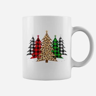 Merry Christmas Trees With Leopard & Plaid Print Coffee Mug | Crazezy CA
