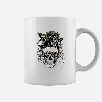 Messy Bun Skull Leopard Coffee Mug - Thegiftio UK