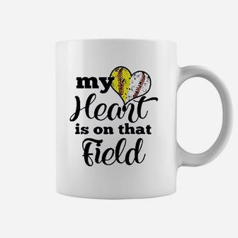 My Heart Is On That Field Baseball Softball Parent Coffee Mug | Crazezy