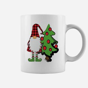 Nordic Gnome Christmas Tree Tomte Nisse Holiday Cute Plaid Coffee Mug | Crazezy