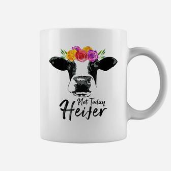 Not Today Heifer T-Shirt Cute Cattle Flower Head Cow Shirt Coffee Mug | Crazezy UK