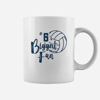 Number 6 Biggest Fan Volleyball Mom Dad Sister Brother Coffee Mug | Crazezy CA