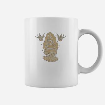 Old School Sailor Tattoo Clipper Ship And Swallows Coffee Mug | Crazezy UK
