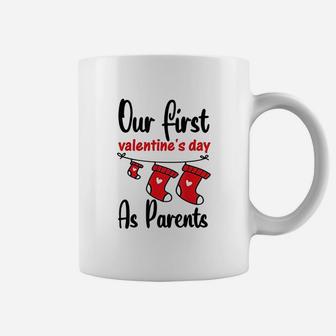 Our First Valentines Day As Parents New Dad Mom Gift Coffee Mug | Crazezy
