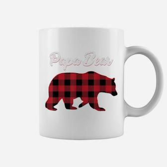 Papa Bear Christmas Pajama Red Plaid Buffalo Family Gift Coffee Mug | Crazezy AU