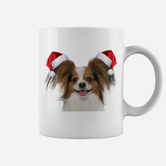 Papillion Shirt Fun Dog Santa Hat Image Funny Christmas Gift Sweatshirt Coffee Mug | Crazezy