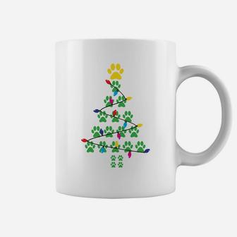 Paws Print Christmas Tree Dog Cat Coffee Mug | Crazezy