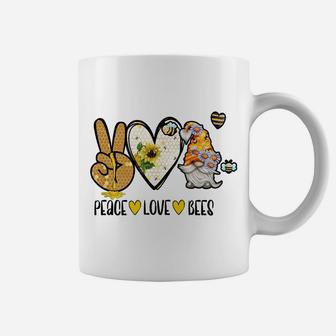 Peace Love Bees Gnome Sunflower Honey Graphic Tees Coffee Mug | Crazezy DE