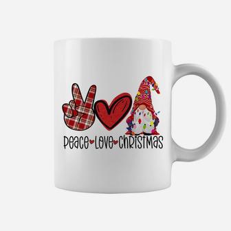 Peace Love Christmas Cute Xmas Gnome Plaids Family Pajama Coffee Mug | Crazezy AU