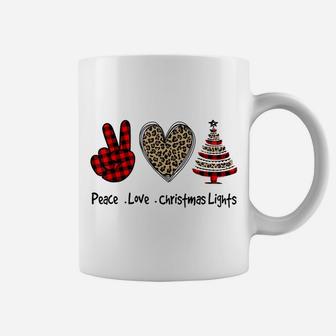 Peace Love Christmas Tree Leopard Buffalo Plaid Red Xmas Coffee Mug | Crazezy CA