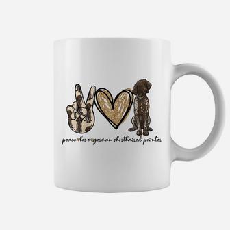 Peace Love Gsp German Shorthaired Pointer Dog Lover Gift Raglan Baseball Tee Coffee Mug | Crazezy