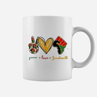 Peace Love Juneteenth Coffee Mug | Crazezy