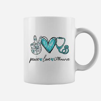 Peace Love Lpn Nurse Hand Sign Peace Lovers Coffee Mug | Crazezy UK