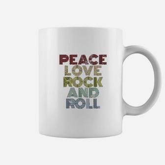 Peace Love Rock And Roll Distressed Rock Concert 70s 80s Coffee Mug - Thegiftio UK
