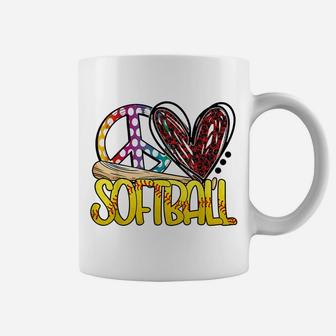 Peace Love Softball Funny Sport Sporty Activities Coffee Mug | Crazezy