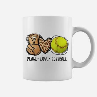 Peace Love Softball Mom Leopard Print Mother's Day Softball Coffee Mug | Crazezy