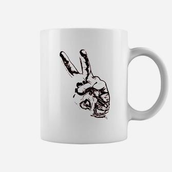 Peace Sign Victory Hand Coffee Mug | Crazezy AU