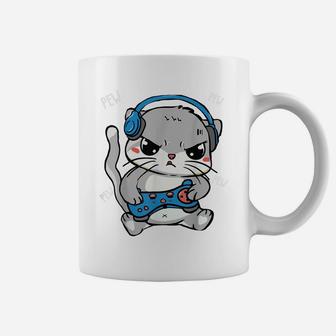 Pew Pew Gamer Cat Video Gamer And Cat Lover Coffee Mug | Crazezy