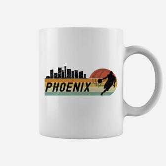 Phoenix Az Cityscape Retro Sun - Basketball Fans Coffee Mug | Crazezy