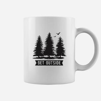 Pine Trees Get Outside Cool Outdoor Adventure Coffee Mug | Crazezy DE