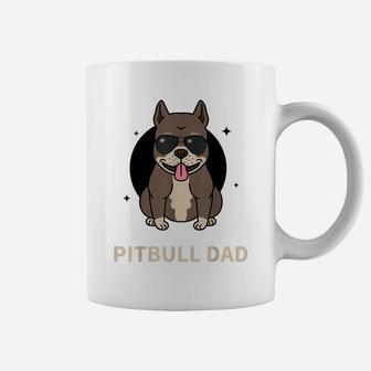 Pitbull Dad Papa Father Daddy Dog Puppy Funny Gift Black Coffee Mug | Crazezy