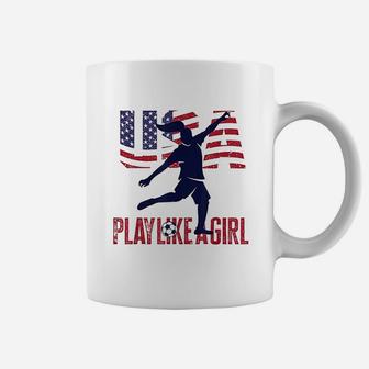 Play Like Girl Usa Flag Football Team Coffee Mug - Thegiftio