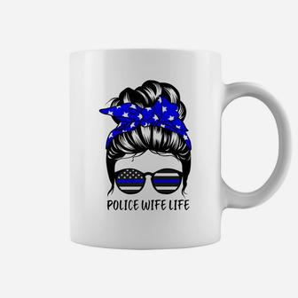 Police Wife Life Messy Bun Hair Funny Police Wife Coffee Mug | Crazezy UK