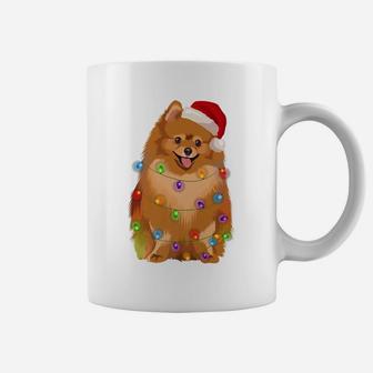 Pomeranian Christmas Lights Xmas Pom Dog Lover Coffee Mug | Crazezy UK