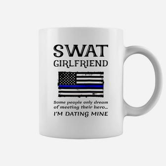 Proud Swat Girlfriend Special Forces Us Flag Thin Blue Line Raglan Baseball Tee Coffee Mug | Crazezy