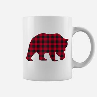 Red Plaid Bear Christmas Matching Buffalo Family Pajama Raglan Baseball Tee Coffee Mug | Crazezy