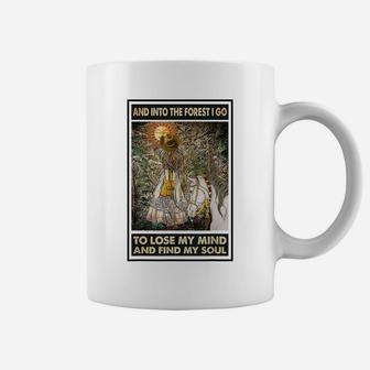 Retro Cowgirl Into Forest I Go Peace Hippie Girl Horse Lover Coffee Mug | Crazezy