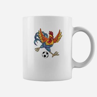 Retro Graphic Cute Art Chicken Playing Football Coffee Mug - Thegiftio