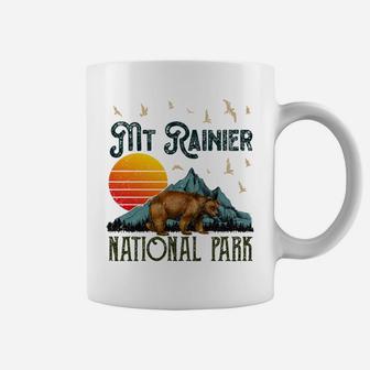 Retro Mt Rainier National Park Moutains Camping Bear Outdoor Coffee Mug | Crazezy