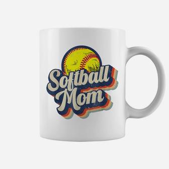 Retro Softball Mom Funny Vintage Softball Mom Mother's Coffee Mug | Crazezy DE